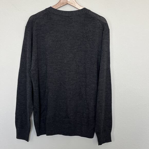 Mens TURNBURY MERINO WOOL Dark Gray Sweater Cardigan V-Neck Long Sleeve Sz M - Picture 2 of 3
